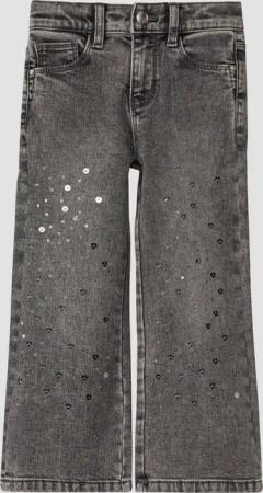 Jeans Regular Fit / High Rise / Wide Leg / Pailletten-Detail