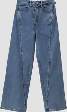 Jeans / Regular Fit / High Rise / Wide Leg / Waschung / Textilgürtel