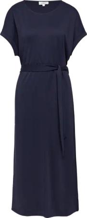 Jersey-Kleid mit einseitigem Schlitz und Bindegürtel