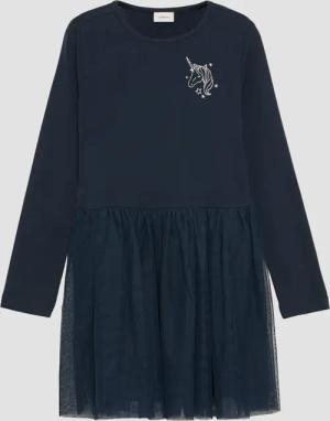 Jersey-Kleid mit Tüllrock und Glitzer-Print