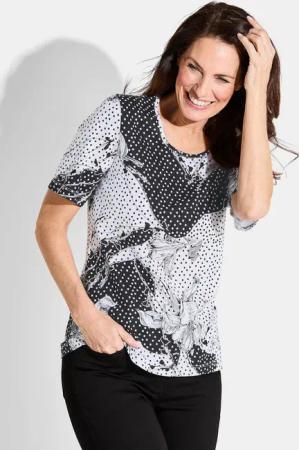 Jersey-Shirt im Mustermix - schwarz / weiß / gemustert - Gr. 25 von Goldner Fashion