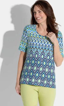 Jersey-Shirt mit Musterverlauf - blau / hellgrün / weiß / gemustert - Gr. 19 von Goldner Fashion