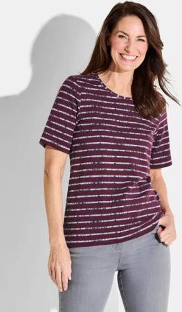 Jersey-Shirt mit Streifenmuster - beere / grau / gestreift - Gr. 20 von Goldner Fashion