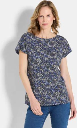 Jersey-Shirt mit überschnittenen Schultern - blau / stein / gemustert - Gr. 19 von Goldner Fashion