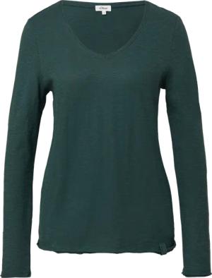 Jersey-Shirt mit V-Ausschnitt und Rollsaum