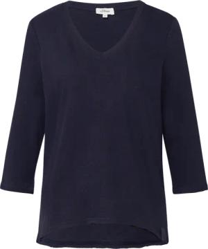 Jersey-T-Shirt mit Flammgarnstruktur und gerundetem Saum