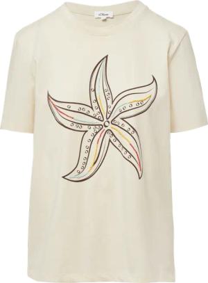 Jersey-T-Shirt mit Frontprint und Schmuckperlen