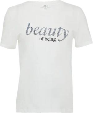 Jersey-T-Shirt mit Schriftprint und Pailletten