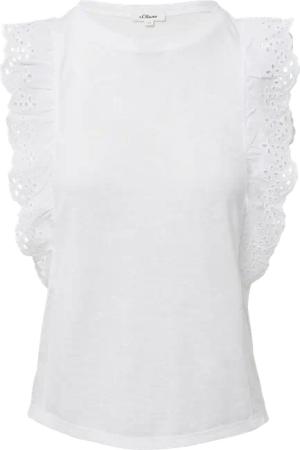 Jersey-Top aus Flammgarn mit Lochstickerei