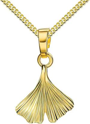 JEVELION Kette mit Anhänger Ginkgo Anhänger 333 Gold (Goldanhänger, für Damen), Mit Kette vergoldet- Länge wählbar 36 - 70 cm.