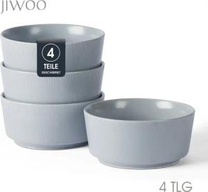 JIWOO Schüssel 4er Ø15.2cm, Müslischüssel Suppenschüssel Salatschüssel Dessertschale, Keramik, (Schüsselset, 4-tlg), Hochwertiges Schüsseln Grau Mikrowellen spülmaschinenfest Ø15,2cm