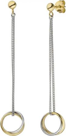 JOBO Paar Ohrhänger hängend 66 mm lang, 925 Silber bicolor vergoldet