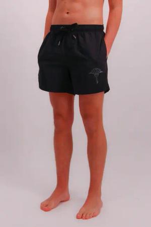 JOOP Badeshorts "Solid" Cornflower-Logo, kurze Seitenschlitze