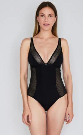 JOOP Body "Elegance" Mesh-Spitze, tiefer V-Ausschnitt, schmale Träger