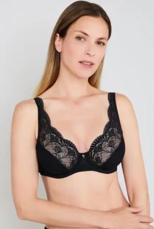 JOOP Bügel-BH "Beautiful" florale Cornflower-Spitze, glänzende Microfaser, elegant