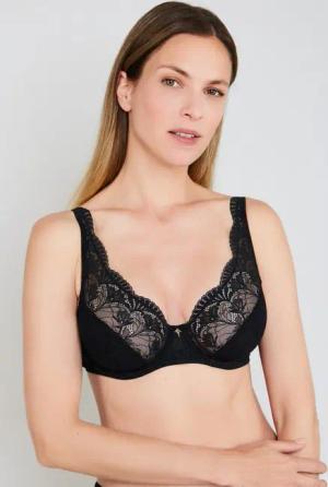 JOOP! Bügel-BH Beautiful florale Cornflower-Spitze, glänzende Microfaser, elegant