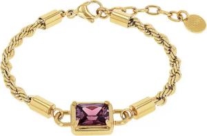 JOOP! Edelstahlarmband Joop! Damen Armband 2040533 Edelstahl, Gold plattiert, Zirkonia, lila (kein Set, 1-tlg., kein Set)