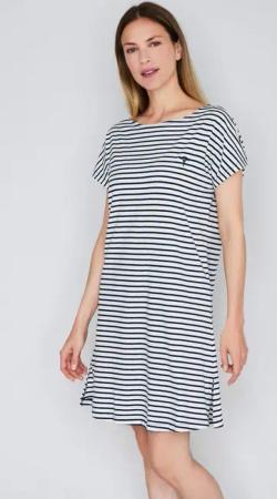 JOOP! Nachthemd Cosy kurzärmelig, Cornflower-Stitching, gestreift