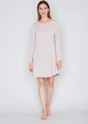 JOOP Nachthemd "Cosy" Rundhalsausschnitt, Langarm, Cotton-Mix, Logo-Detail