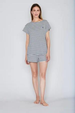 JOOP! Pyjamaoberteil Cosy U-Boot-Ausschnitt, extrakurze Ärmel