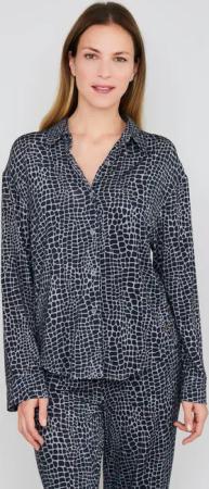 JOOP Pyjamaoberteil "Luxe Modal Printed" Langarm, Knöpfe vorn, Kragen