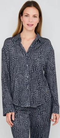 JOOP! Pyjamaoberteil Luxe Modal Printed langärmelig, Modal-Mix, Knöpfe