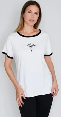 JOOP! Pyjamaoberteil Move Kurzarm, atmungsaktiv, Cornflower-Print