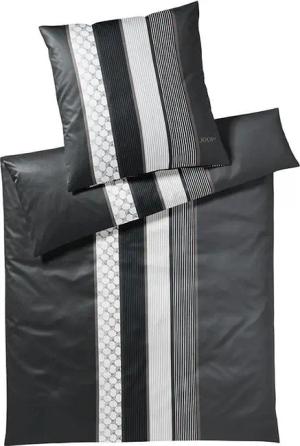 JOOP Satin-Bettwäsche Cornflower Stripe 70x90cm / 140x200cm (Deep Stone) schwarz