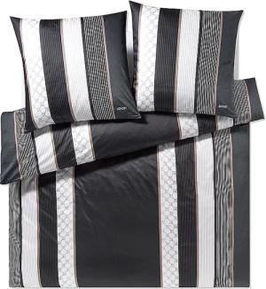 JOOP Satin Bettwäsche Cornflower Stripes 2 x 70x90cm / 200x200cm Deep Stone schwarz