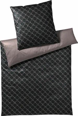 JOOP Satin-Bettwäsche Double 70x90cm / 140x200cm (Schwarz/Silber) schwarz