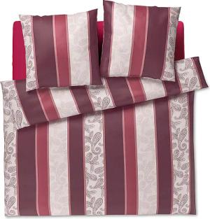 JOOP Satin Bettwäsche PAISLEY STRIPES 2x70x90cm/200x200cm Dkl Rot dunkelrot