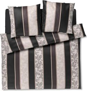 JOOP Satin Bettwäsche PAISLEY STRIPES 2x70x90cm/200x200cm Schwarz schwarz