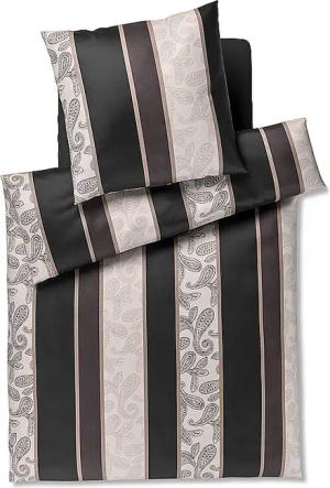 JOOP Satin Bettwäsche PAISLEY STRIPES 70x90cm/140x220cm Schwarz schwarz