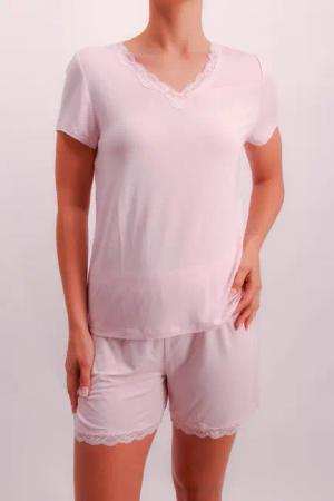 JOOP Shorty "Set" 2 tlg. mit Spitzendetails, V-Ausschnitt, kurzärmelig