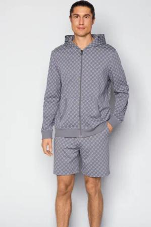 JOOP Sweatjacke mit Cornflower-Print allover und Kapuze