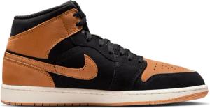 Jordan Aj1 Mid Herren Sneaker - Schwarz - Größe 43 - Leder, Synthetik