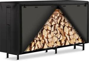 JOYOLEDER Kaminholzregal Groß Abdeckplane Brennholzregal Holzlager Unterstand, BxTxH:122x61x107 cm, schwarz 420D Oxford-Gewebe