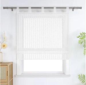 Joyswahl Raffrollo, mit Schlaufen, Weidenblatt-Muster Raffgardine Küche Gardinen Landhaus