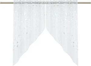 Joyswahl Scheibengardine (2 St), Stangendurchzug, transparent, zweilagiges Kleinfenster mit Wellen Triangel Silberprint, Küche