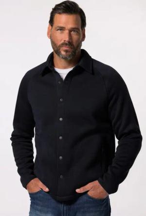 JP1880 Fleecejacke Hemdjacke Langarm Strickfleece Kentkragen