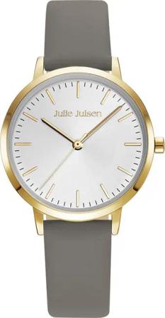 Julie Julsen Damenuhr Edelstahl goldfarben Lederband taupe Basic Line