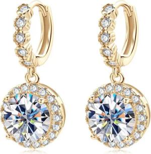 Jumpeak Paar Ohrstecker 585 Gold, 1-3 Karat Diamanten im Rundschliff, Damenohrringe, E, VS1, 3EX, IGI-Zertifikat Diamantohrringe für Damen, Geschenk