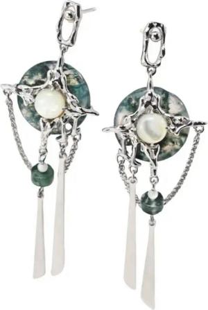 Jumpeak Paar Ohrstecker Ohrringe Silber 925 Hängend,Ohrstecker Mädchen,Achat-Ohrringe, Ohrstecker Damen,18K Vergoldet,Geschenk für Schwestern,Jahrestag