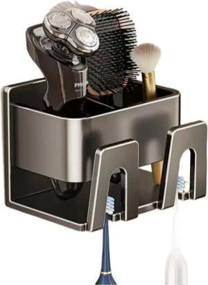 Jumpeak Zahnbürstenhalter zahnbürstenhalter wand ohne bohren,zahnbürstenhalter saugnapf, Metallkonstruktion,Partitionsstruktur,Duschablage