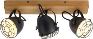 Just Light Spot-Balken BEETLE 15173-18 natur schwarz Holz Metall B/T: ca. 46x17 cm E14 3 Brennstellen