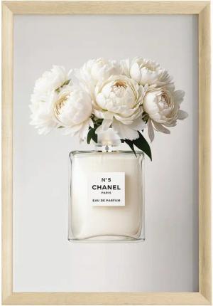 JUSTGOODMOOD Poster Premium ® Coco Chanel Poster · Coco Creme Parfüm Flacon · ohne Rahmen, (1 St)