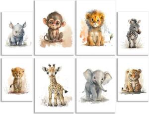 JUSTGOODMOOD Poster ® Tiere Wald Dschungel Aquarell Kinderzimmer, E Gepard (1 St), verschiedene Größen wählbar