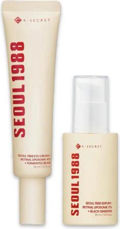 K-Secret Gesichtspflege-Set Seoul 1988 Retinal Liposome Duo – Anti-Aging-Set mit Eye Cream 4 % + Serum 2 % (2 × 30 ml) – mit fermentierter Bohne & Black Ginseng – straffende, K-Beauty Pflege für reife Haut & erste Fältchen – für Elastizität