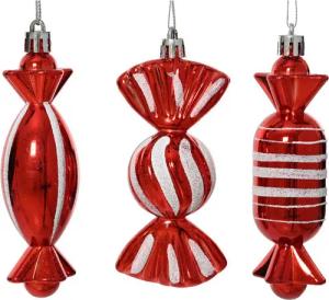 Kaemingk Christbaumschmuck, Christbaumschmuck Bonbon Kunststoff 11,5cm Figur Rot Weiß 1 Stk. sort.