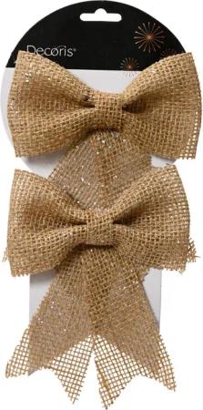 Kaemingk Christbaumschmuck, Schleifen Jute Optik 17cm 2er Set Braun